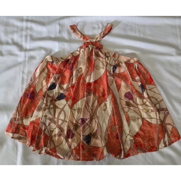 ENTRO Orange & Pink Boho Style Tassel Print Flowy Halter Top Size Large - Picture 3 of 10